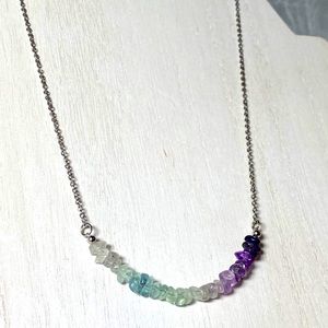Rainbow Fluorite Ombre Crystal Necklace